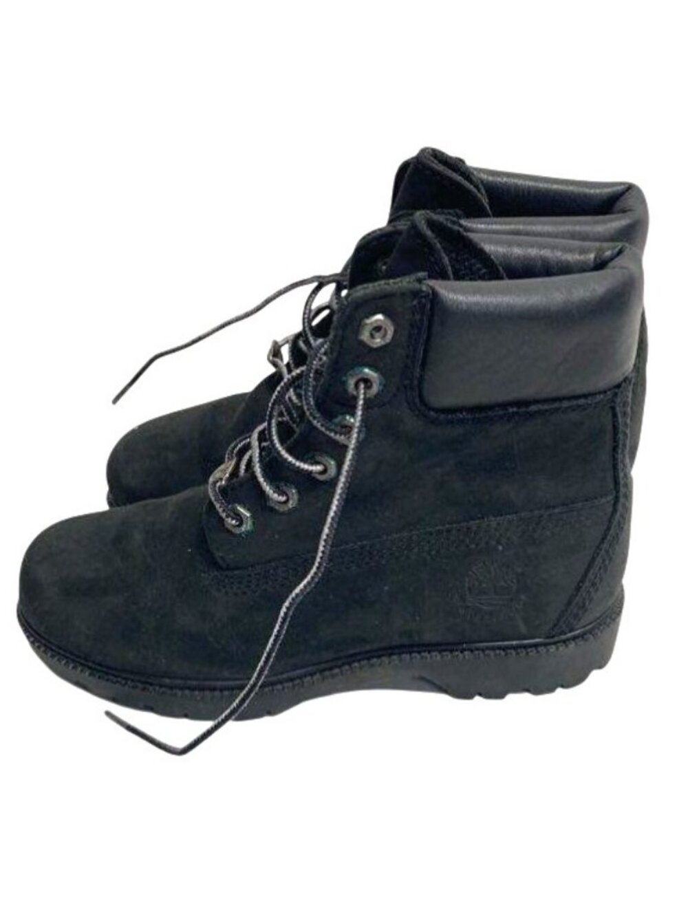 Timberland Womens Black Leather Lace-Up Boots‎ Size 6.5M Durable Sole